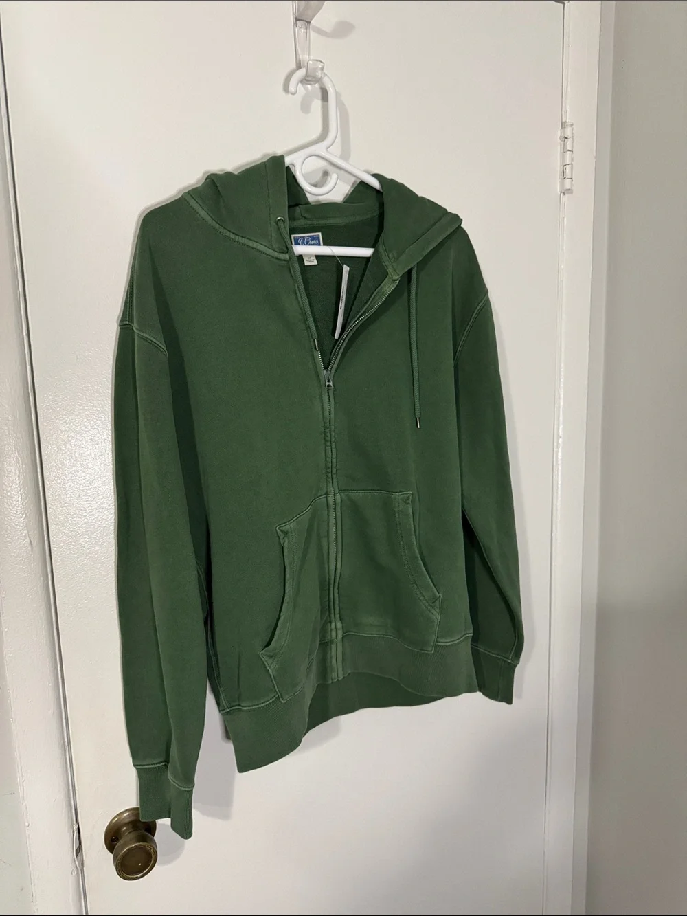 J. Crew Men's Medium Vintage Fleece Forest Green Full-Zip Hoodie NWT